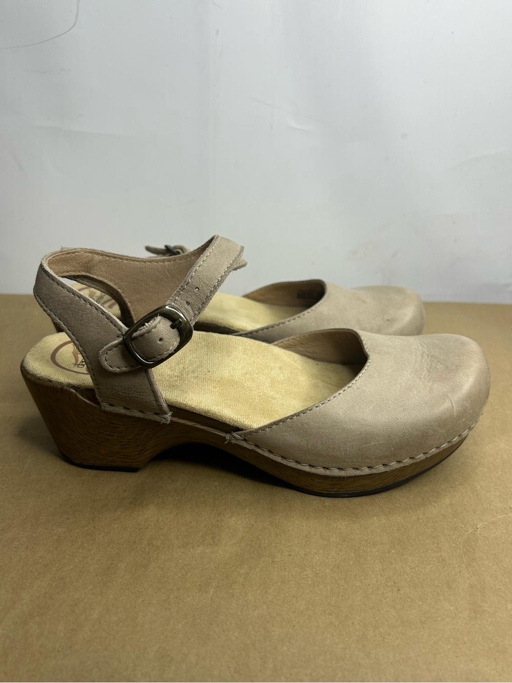 Dansko Sam Sand Milled Ankle Strap Mary Jane Clog Sandals Size 37 (6.5-7)